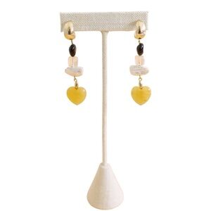 Anthropologie Mixed Stones Amore Heart Drop Earrings